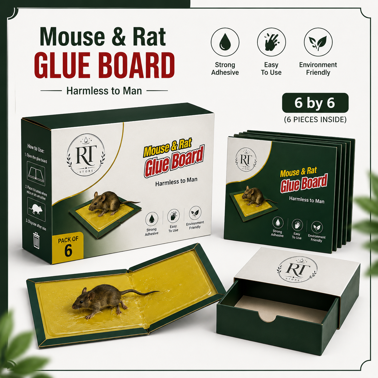 pack of 6 mouse & Rat Glue Trap